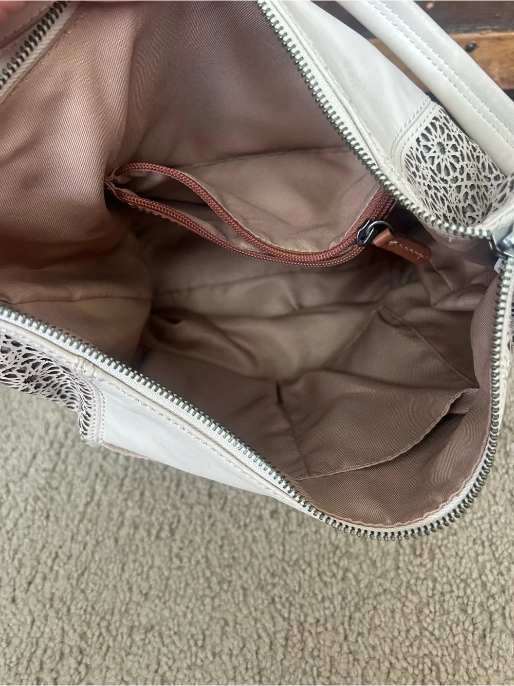 The Sak Cream Laser-Cut Leather Hobo Bag - Women